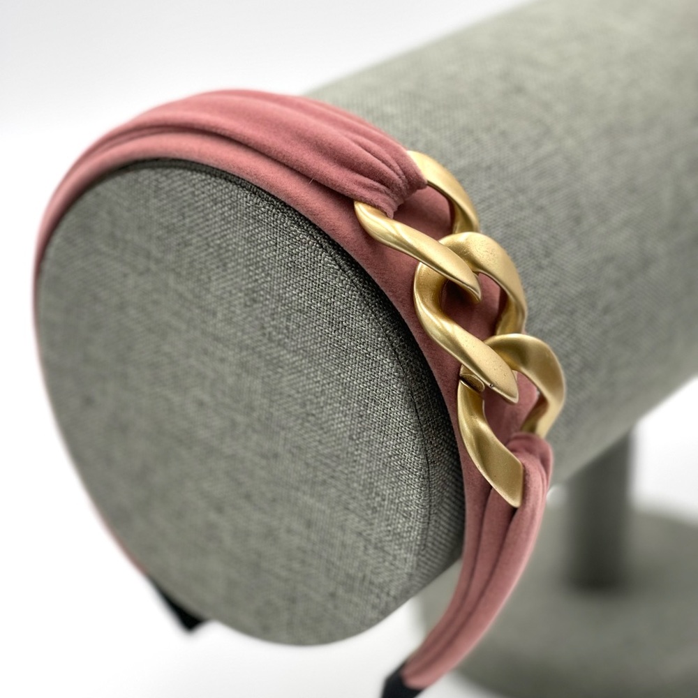 New Red Handmade Velvet Gold Chain Elegant Glamorous comfy bendable Headband - Picture 8 of 12